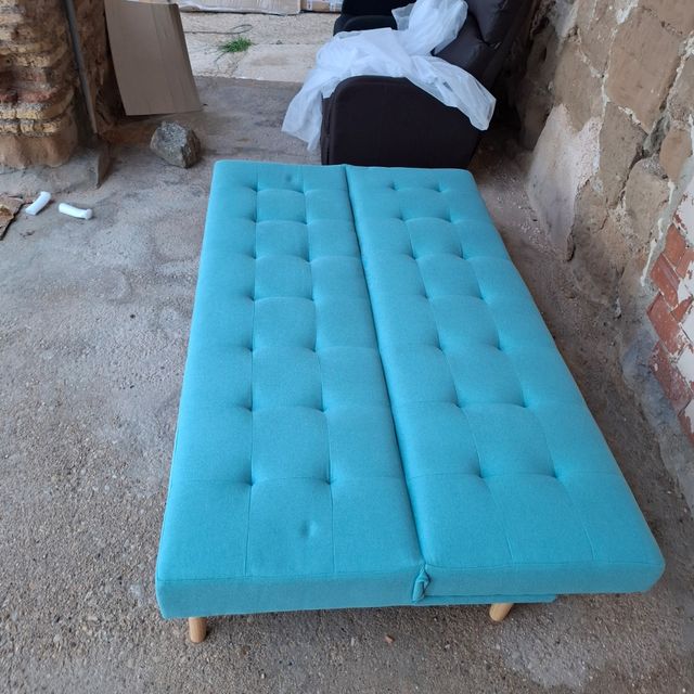 Sofá Cama Azul Tela