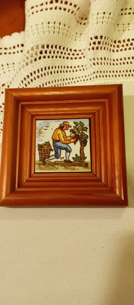 4 Cuadros Cerámica Vendimia Madera