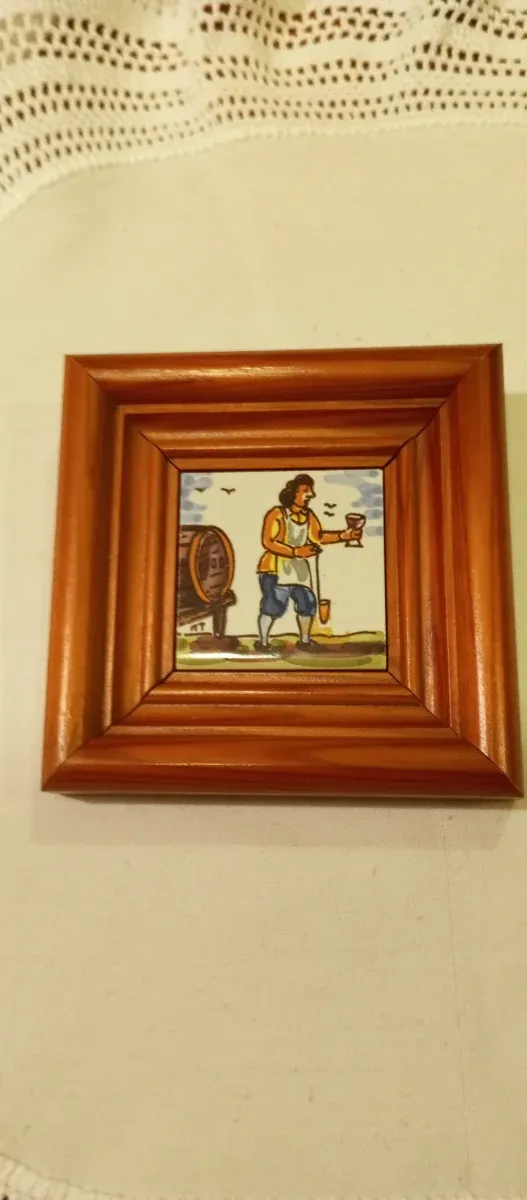 4 Cuadros Cerámica Vendimia Madera