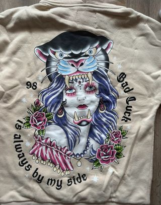 Sudadera beige con estampado XS