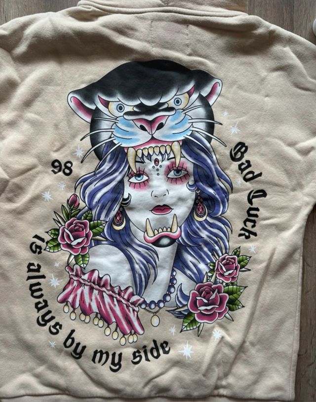 Sudadera beige con estampado XS