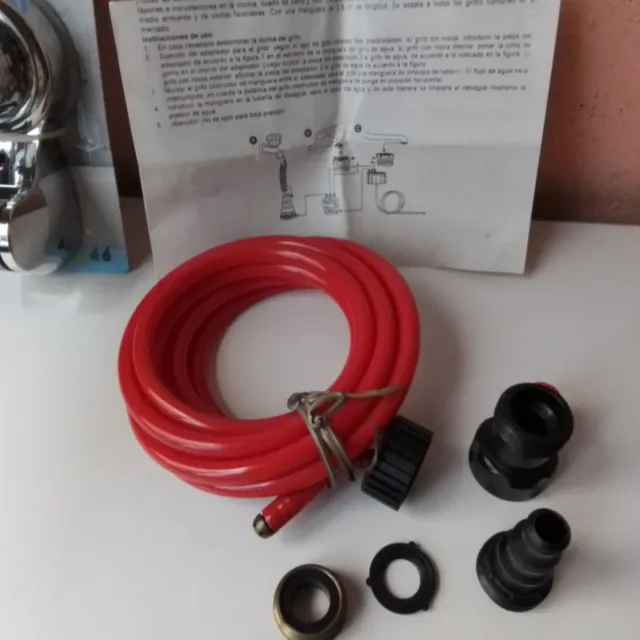 Kit Manguera Ducha Cromo y Rojo
