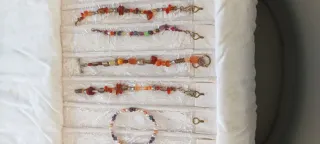 Pulsera plata y piedras naturales