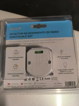Detector Movimiento Pared Empotrable 160° Garza