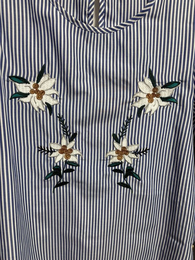Blusa Zara Rayas Flores Bordadas