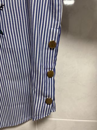 Blusa Zara Rayas Flores Bordadas