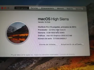 MacBook Pro 13 Early 2011 A1278 Plata