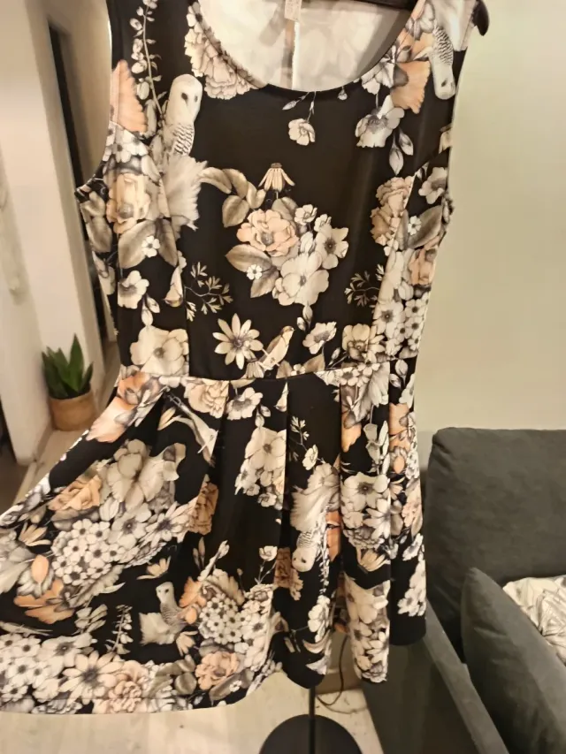 Vestido Springfield Talla XL Negro Flores