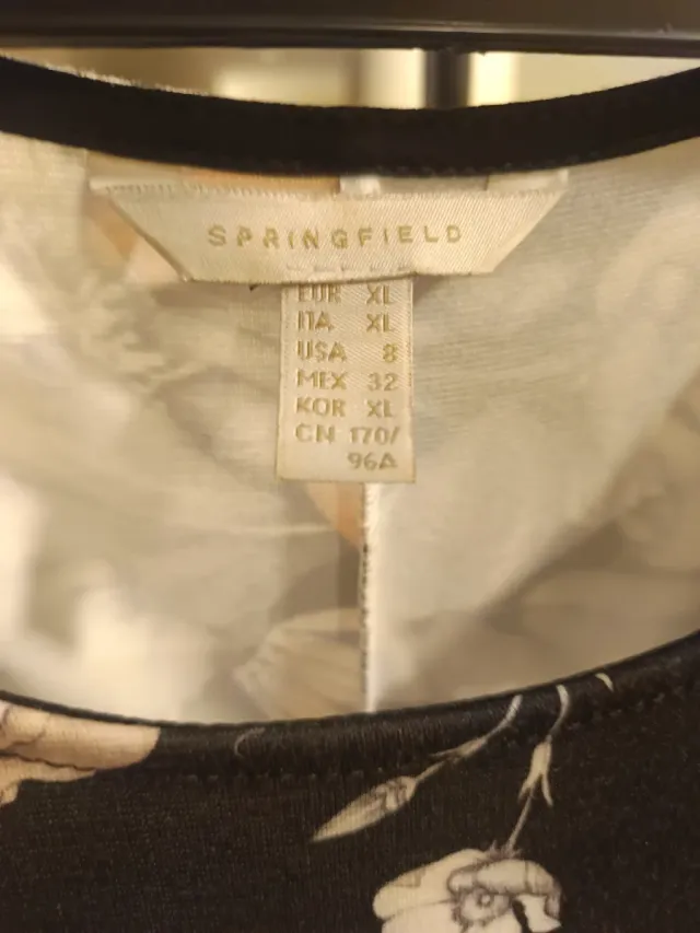 Vestido Springfield Talla XL Negro Flores