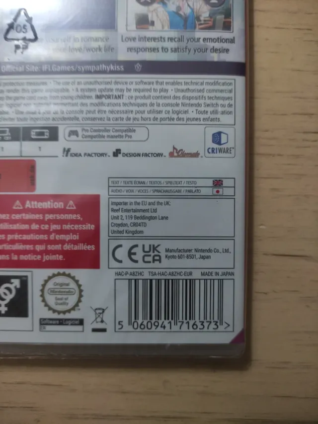 Juego Nintendo Switch Sympathy Kiss