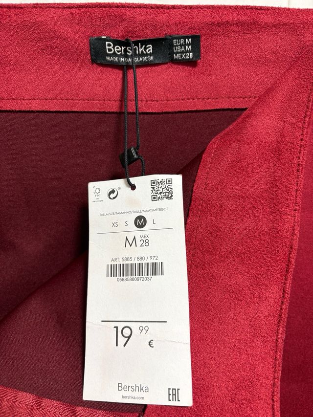 Falda Bershka roja con cremallera