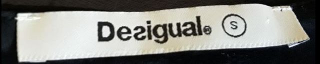 Vestido Desigual Negro Rosa Bordada Talla S