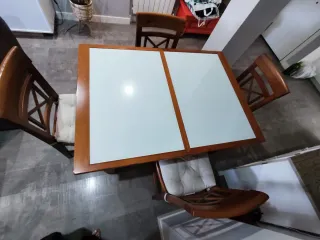 Mesa Comedor Extensible + 4 Sillas Madera