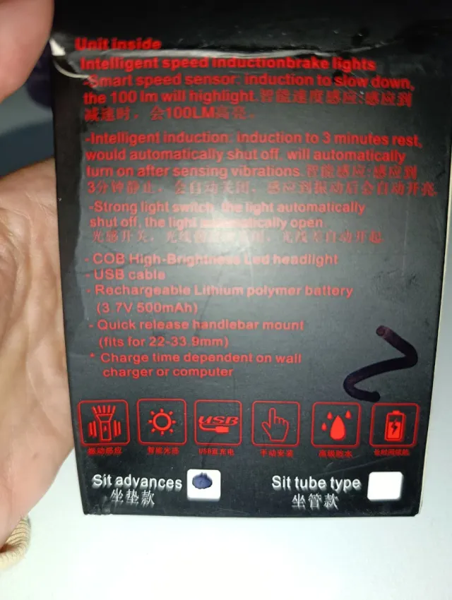 Luz trasera bicicleta USB recargable