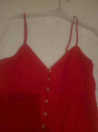 Vestido rojo lino botones. Precioso,midi