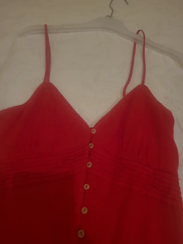 Vestido rojo lino botones. Precioso,midi