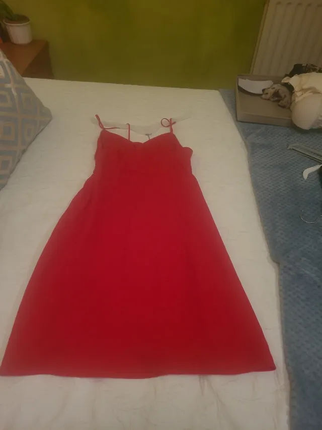 Vestido rojo lino botones. Precioso,midi