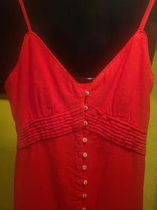 Vestido rojo lino botones. Precioso,midi
