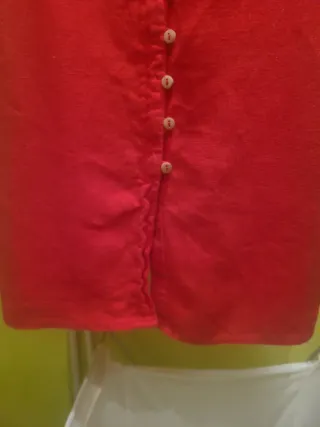 Vestido rojo lino botones. Precioso,midi
