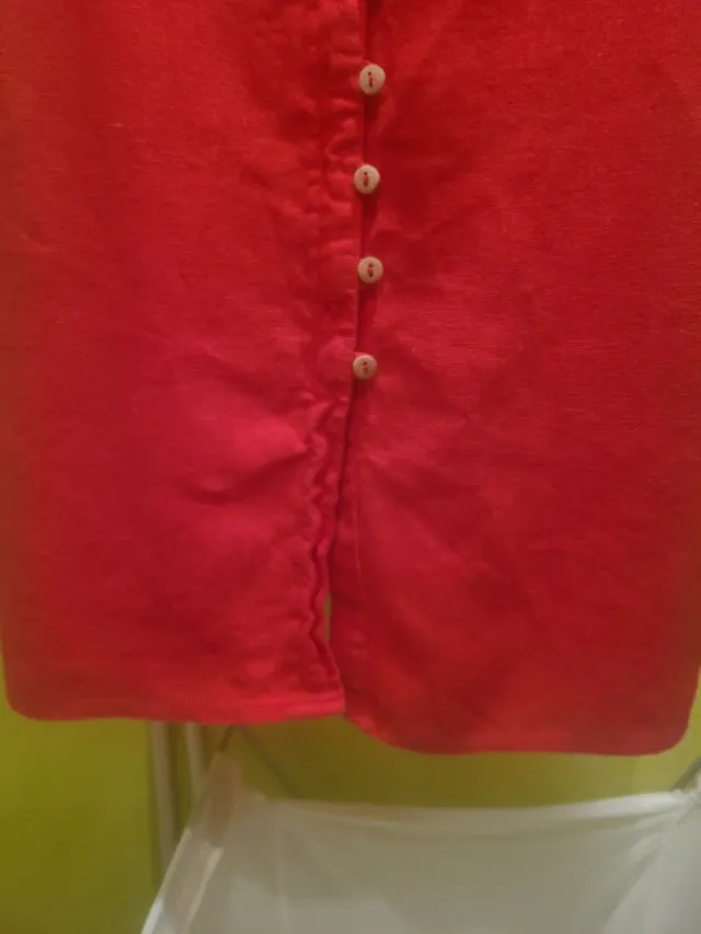Vestido rojo lino botones. Precioso,midi