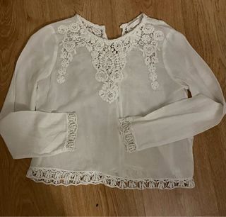 Blusa Zara Trafaluc Encaje Blanca