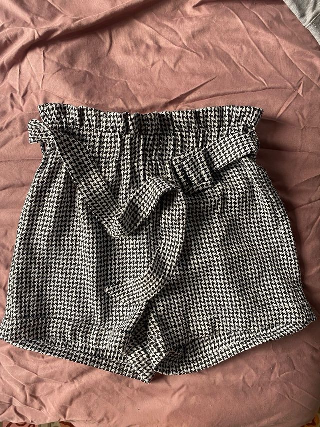 Pantaloni corti a stampa pied-de-poule