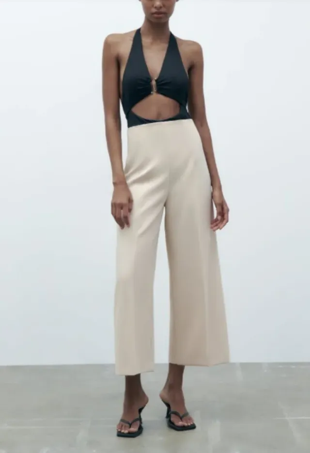 Pantalón culotte Zara beige