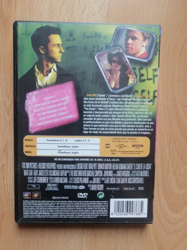 El Club de la Lucha DVD Brad Pitt Edward Norton