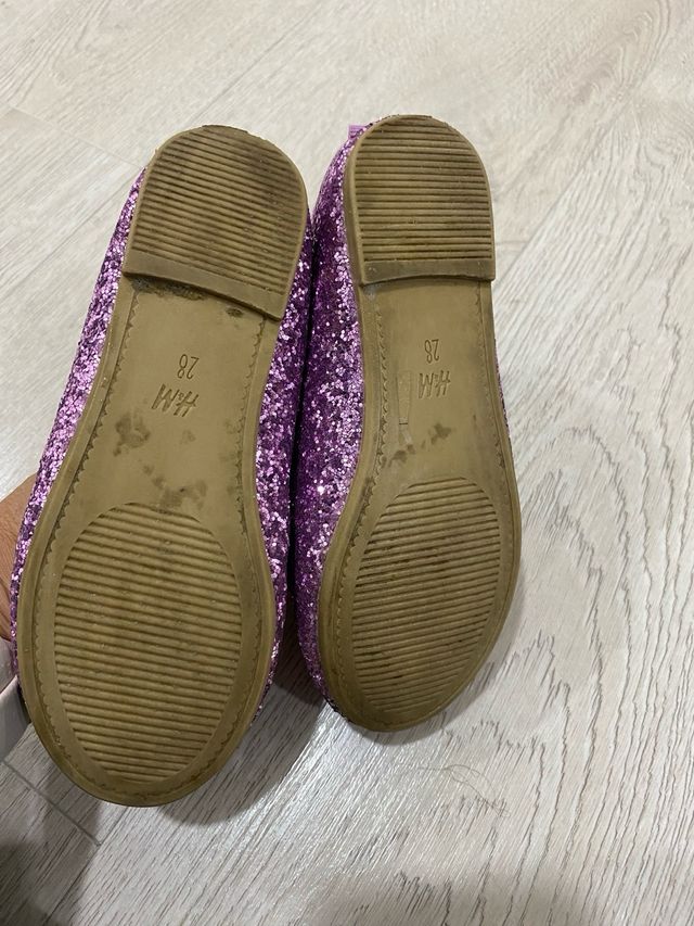 Bailarinas niña violeta purpurina talla 28