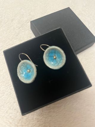 Pendientes Cerámica Azul y Blanco