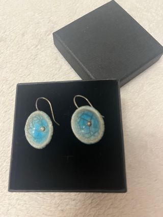 Pendientes Cerámica Azul y Blanco