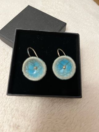 Pendientes Cerámica Azul y Blanco