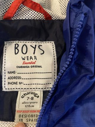 Chubasquero Cortavientos Talla 7-8 años
