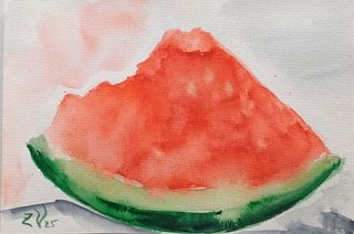 Sandía Acuarela Original Arte 21x15cm