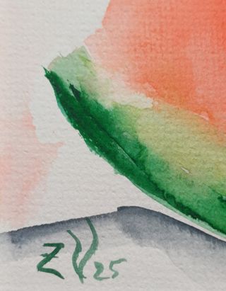 Sandía Acuarela Original Arte 21x15cm