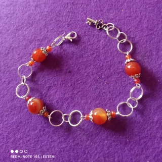 Pulsera Cornalina Bolas Naturales Cierre Llave