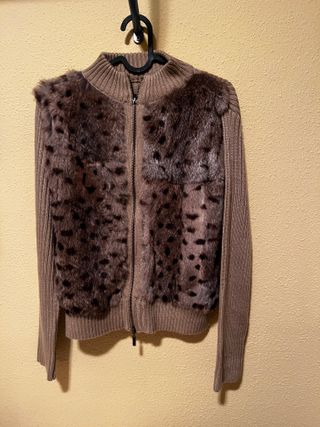 Jersey Lana y Piel Beige/Marrón