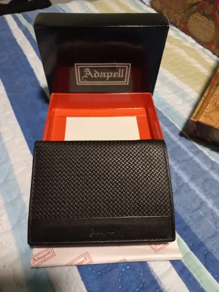 Cartera de piel Adapell negra de caballero