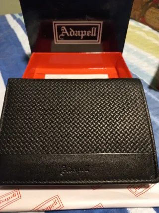 Cartera de piel Adapell negra de caballero