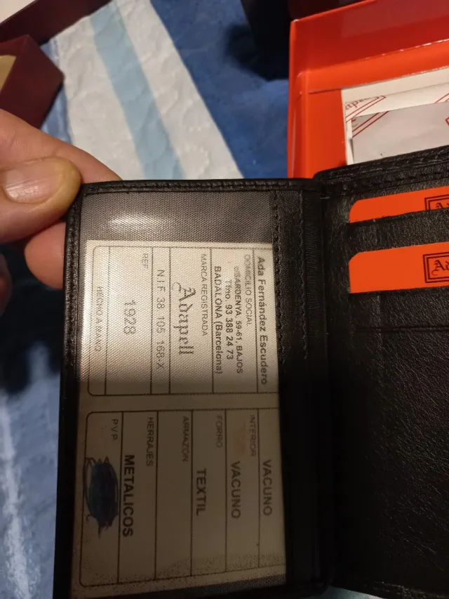 Cartera de piel Adapell negra de caballero