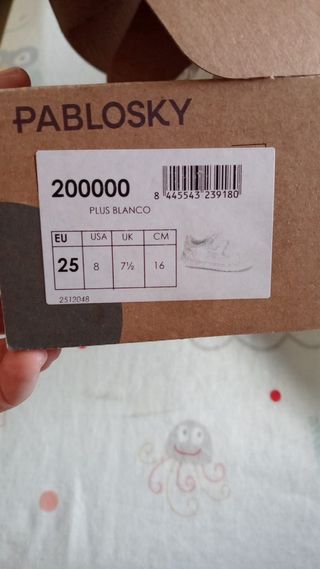 Zapato Pablosky Blanco Niña/Niño Talla 25
