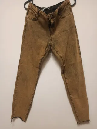 Pantalones vaqueros beige/marrón talla 44,
