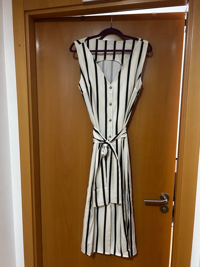 Vestido Shein Rayas Blanco y Negro