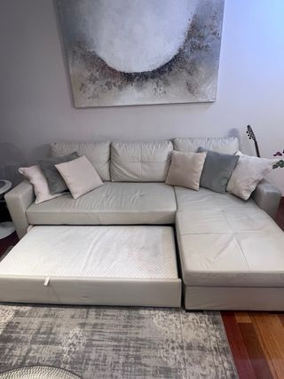 Sofá de piel beige 3 plazas excelente estado