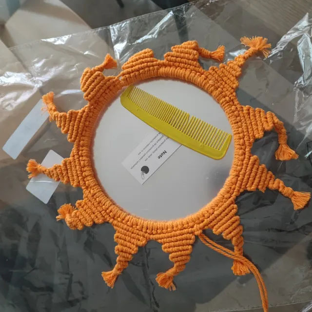 Espejo artesanal sol naranja