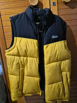 Pull&Bear Chaquetón Negro y Amarillo Stwd. Talla S