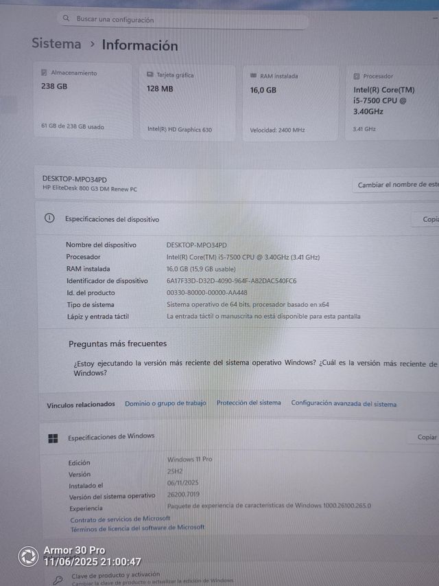 Mini PC HP EliteDesk 800 G3 i5