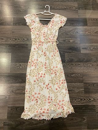 Vestido Naf Naf floral blanco y rosa Talla S