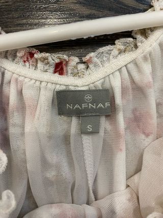 Vestido Naf Naf floral blanco y rosa Talla S