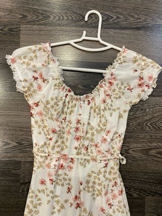 Vestido Naf Naf floral blanco y rosa Talla S